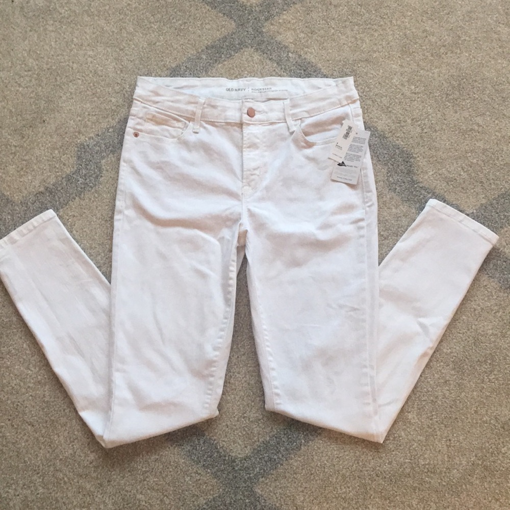 Old Navy - White, Mid-Rise Rockstar Skinny Jeans